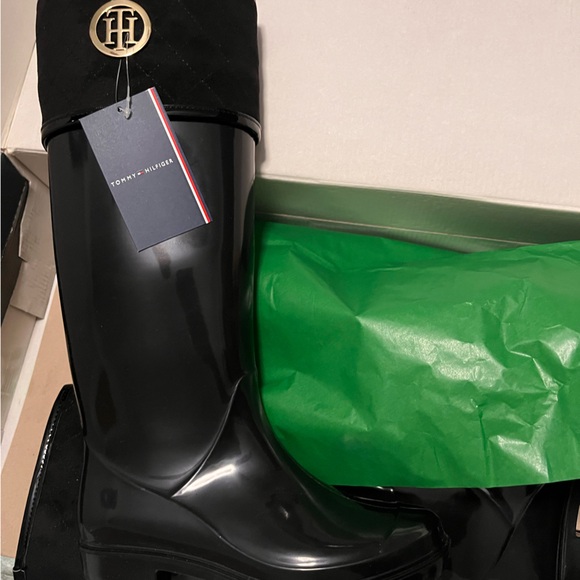 Tommy Hilfiger Tall Black Rain Boots - Picture 1 of 6